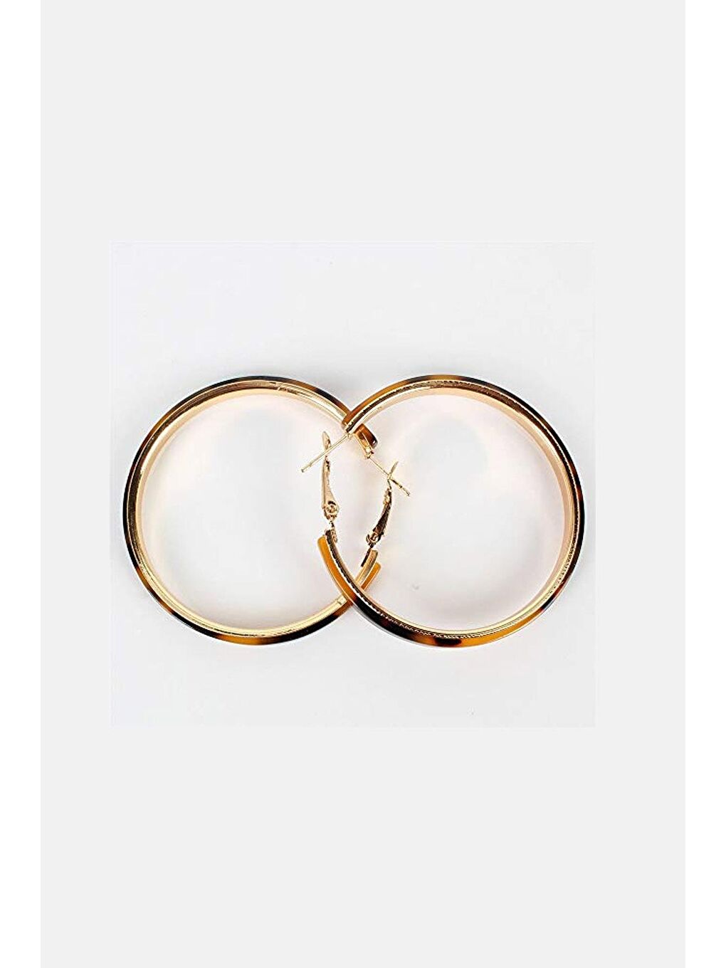 Kahverengi Kaplumbağa Sırtı Desenli 5 cm Halka Küpe-4