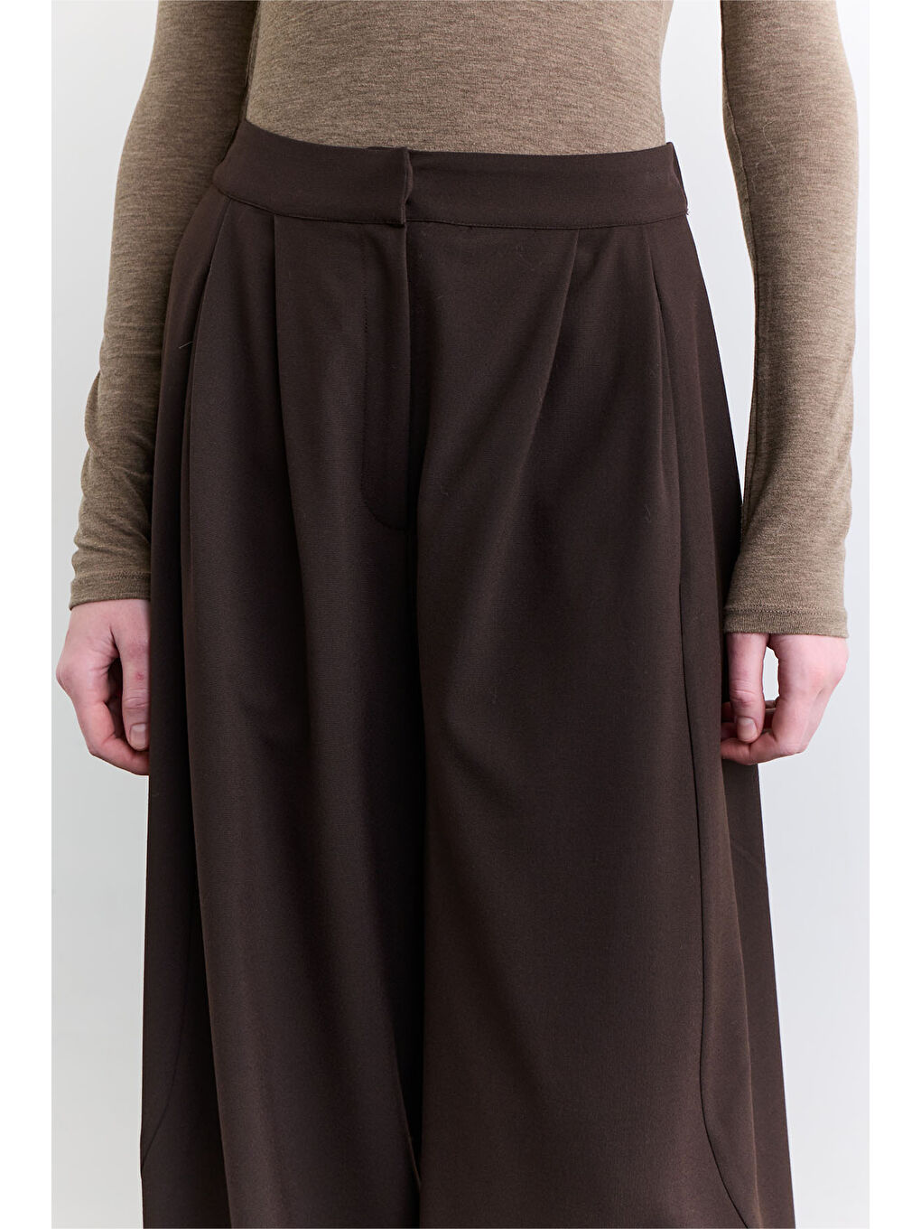 Balon Formlu Kumaş Pantolon Kahverengi-4