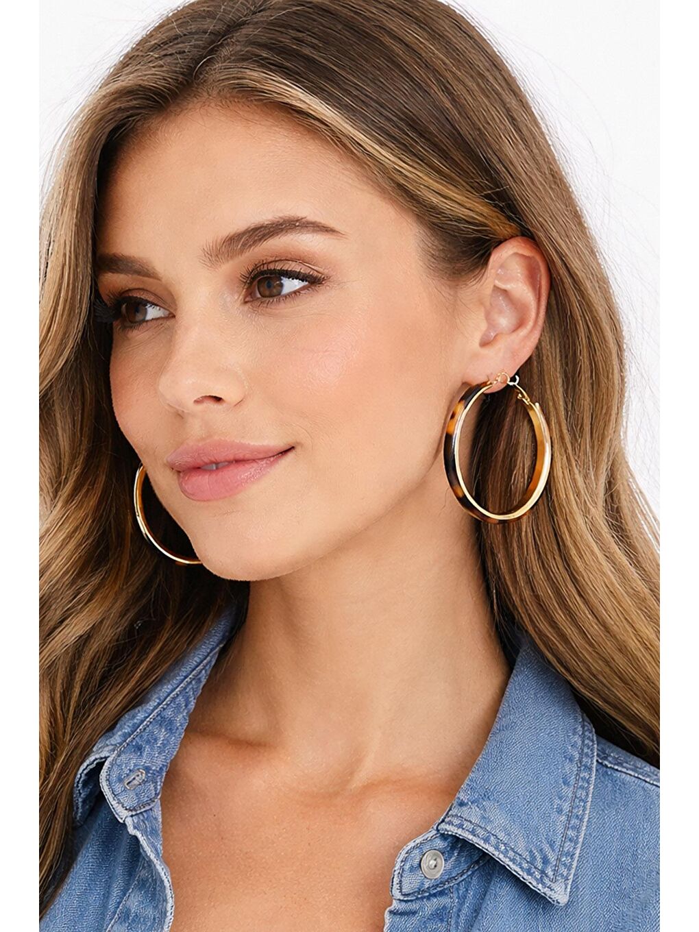 Kahverengi Kaplumbağa Sırtı Desenli 5 cm Halka Küpe-6