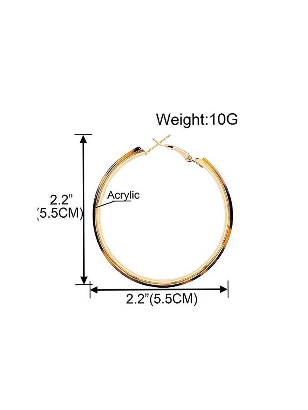 Kahverengi Kaplumbağa Sırtı Desenli 5 cm Halka Küpe-7