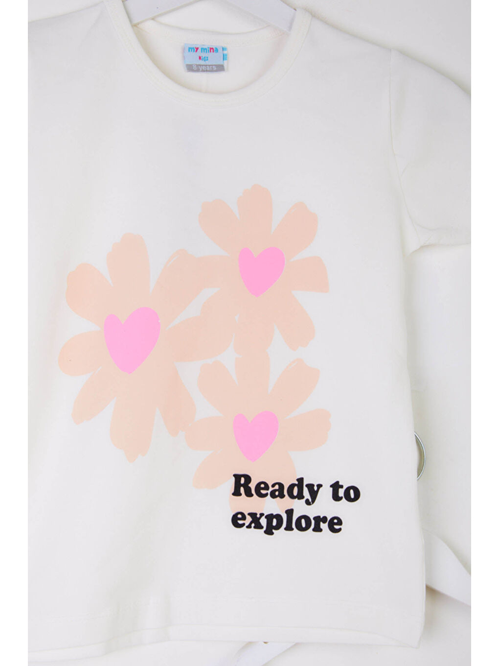 Pembe Kız Çocuk Pudra Baskılı İkili Takım - 25105-1