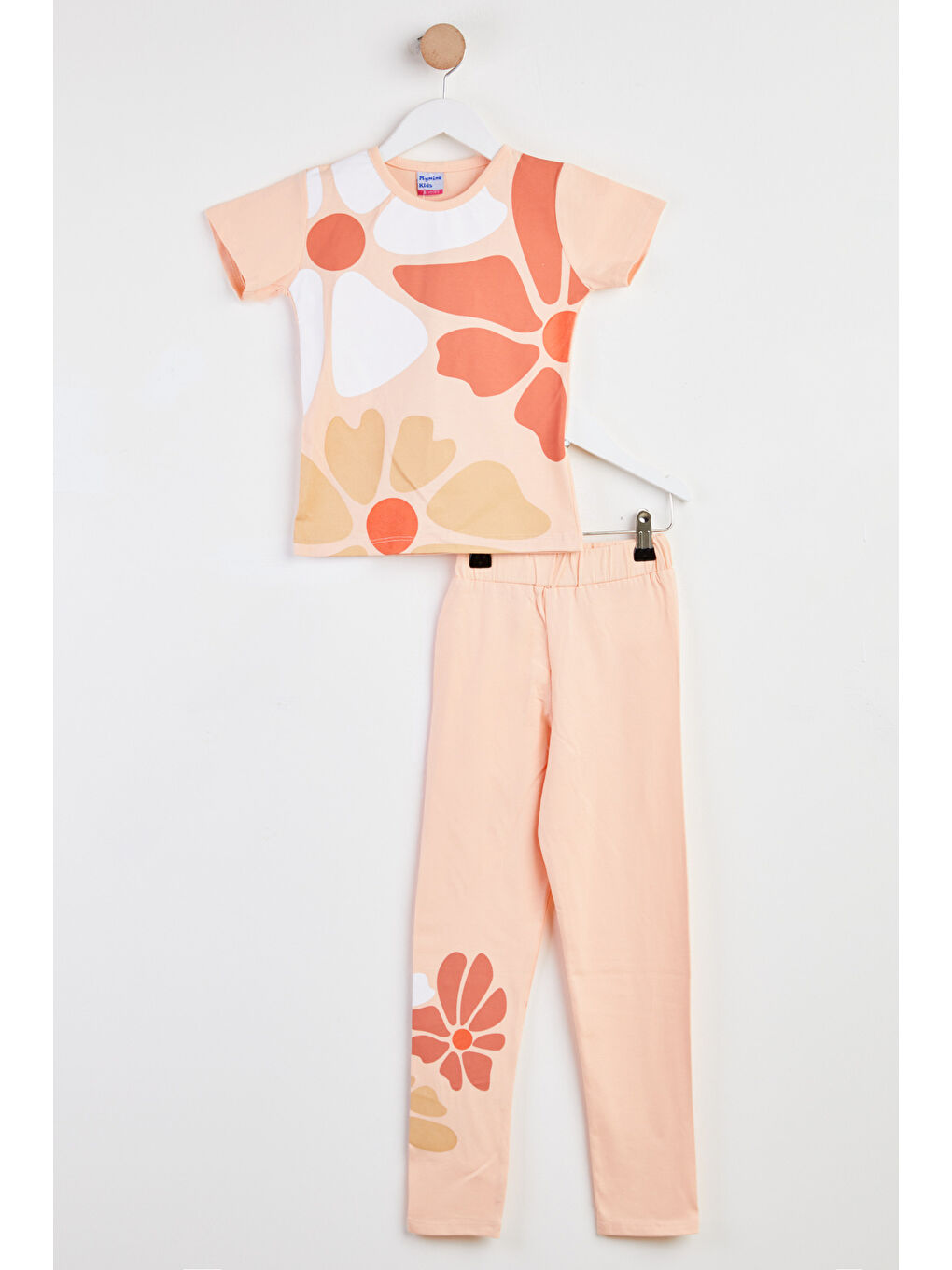 Pembe Kız Çocuk Somon Baskılı İkili Takım - 25109