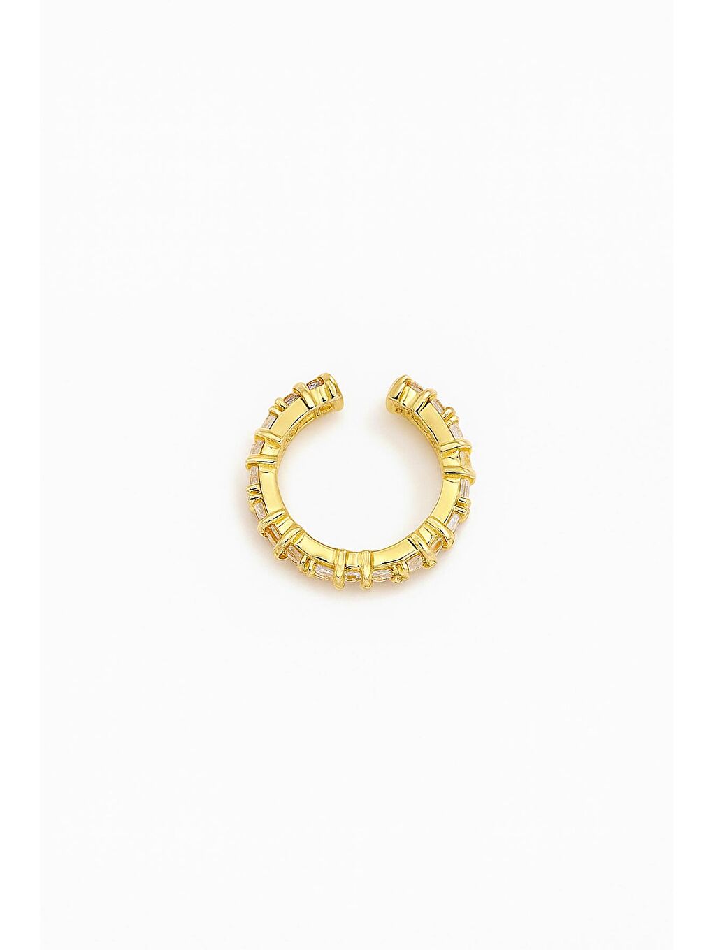 Sarı Taşlı Gold Kıkırdak Sıkıştırmalı Küpe