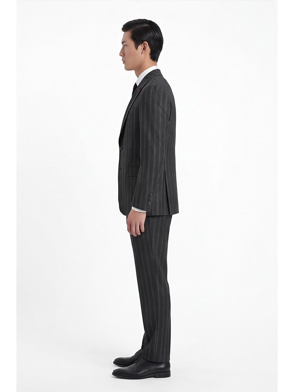 Erkek Viskon Karışımlı 8 Drop Klasik Siyah Yelekli Takım Elbise-2