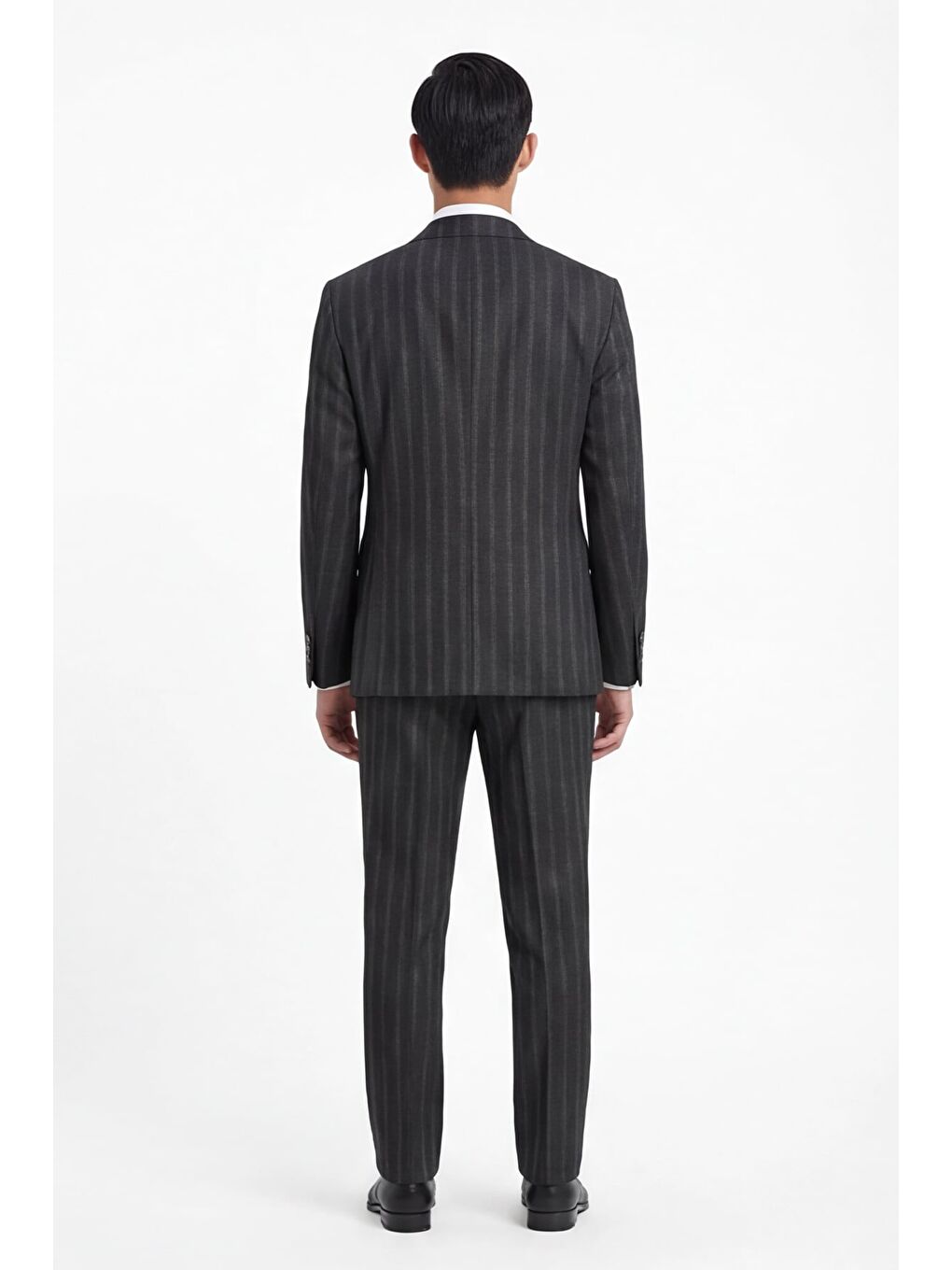 Erkek Viskon Karışımlı 8 Drop Klasik Siyah Yelekli Takım Elbise-3