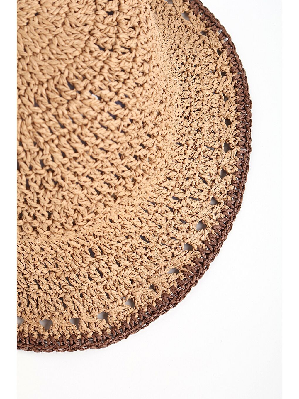 Kahverengi Toprak Renk Örme Plaj Şapkası 19029-1