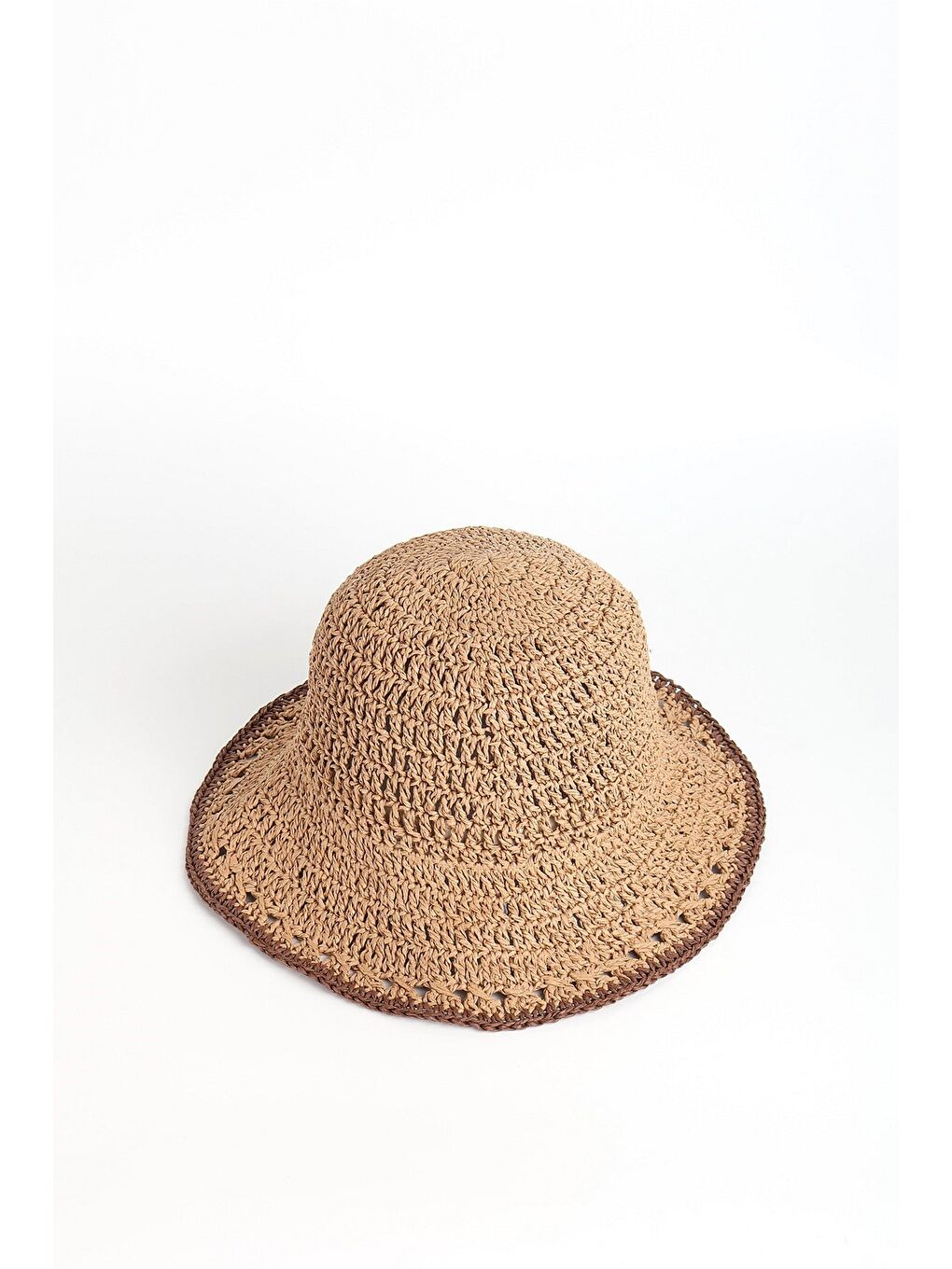 Kahverengi Toprak Renk Örme Plaj Şapkası 19029-2