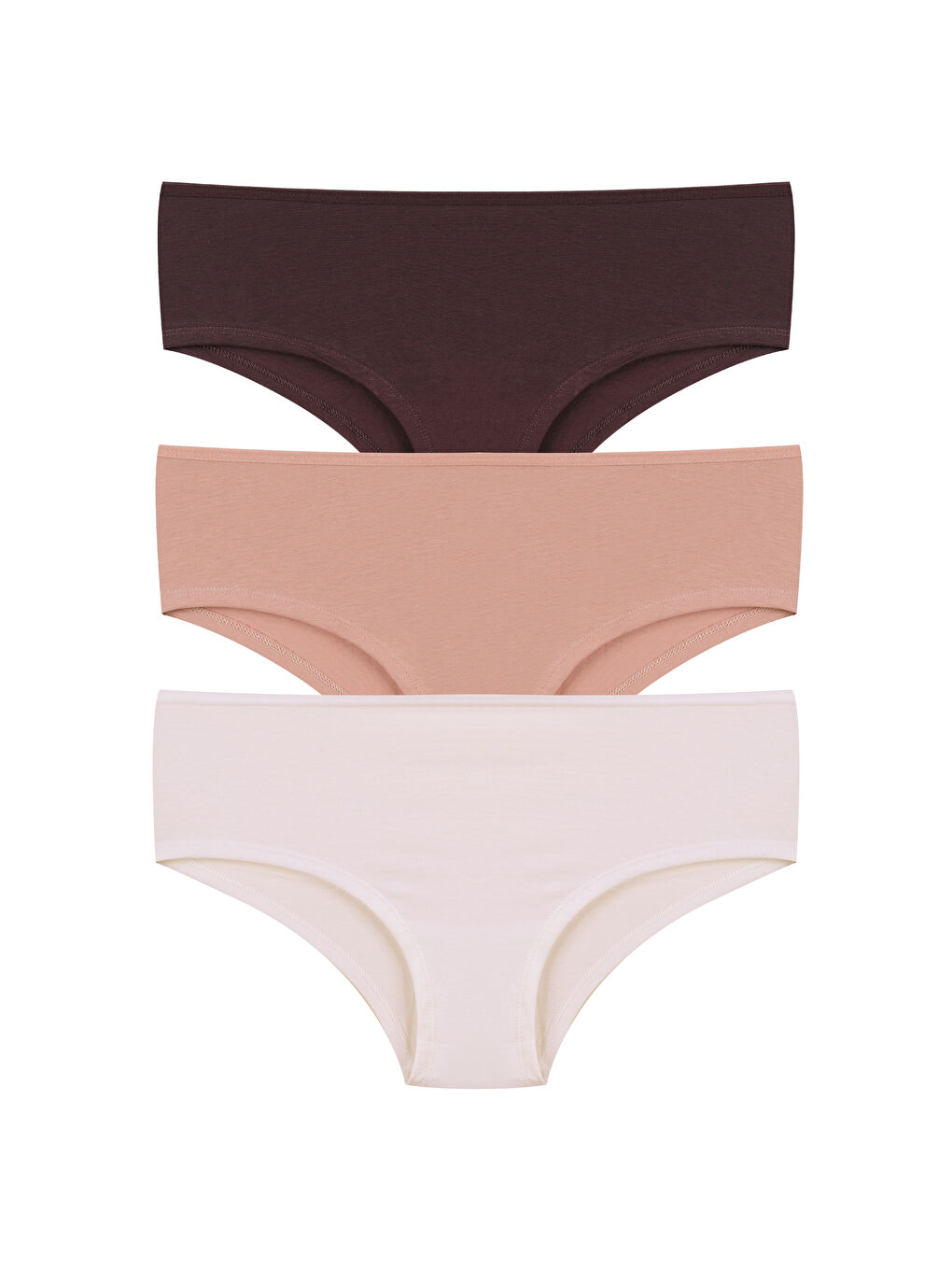 Bej Kadın Pamuklu 3'lü Elastanlı Hipster Külot