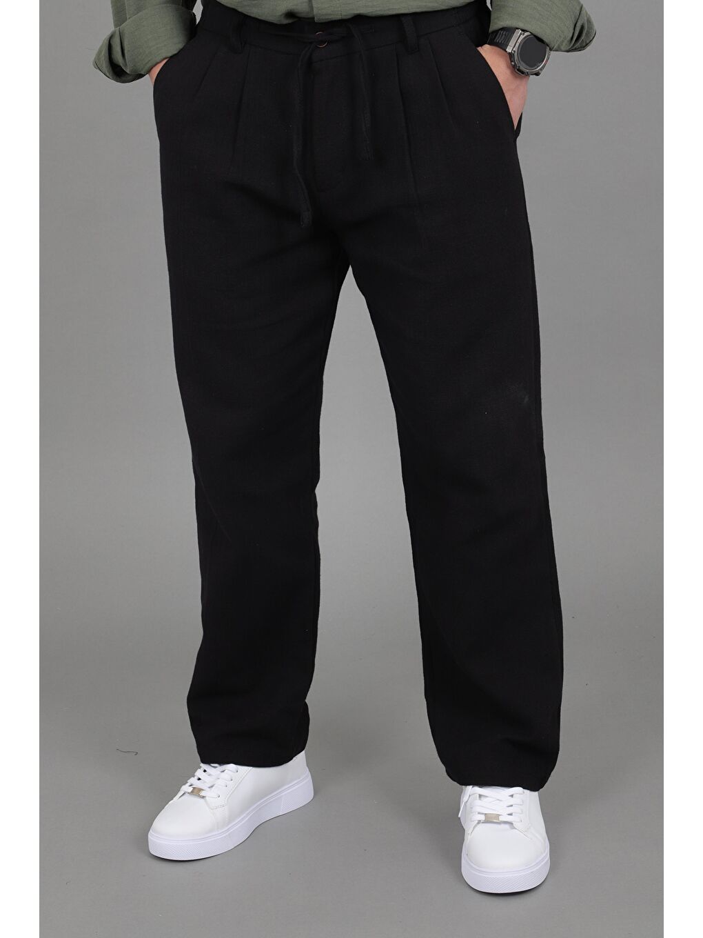 Siyah Örme Baggy Jogger Pantolon ÖSR 3055_0444-2