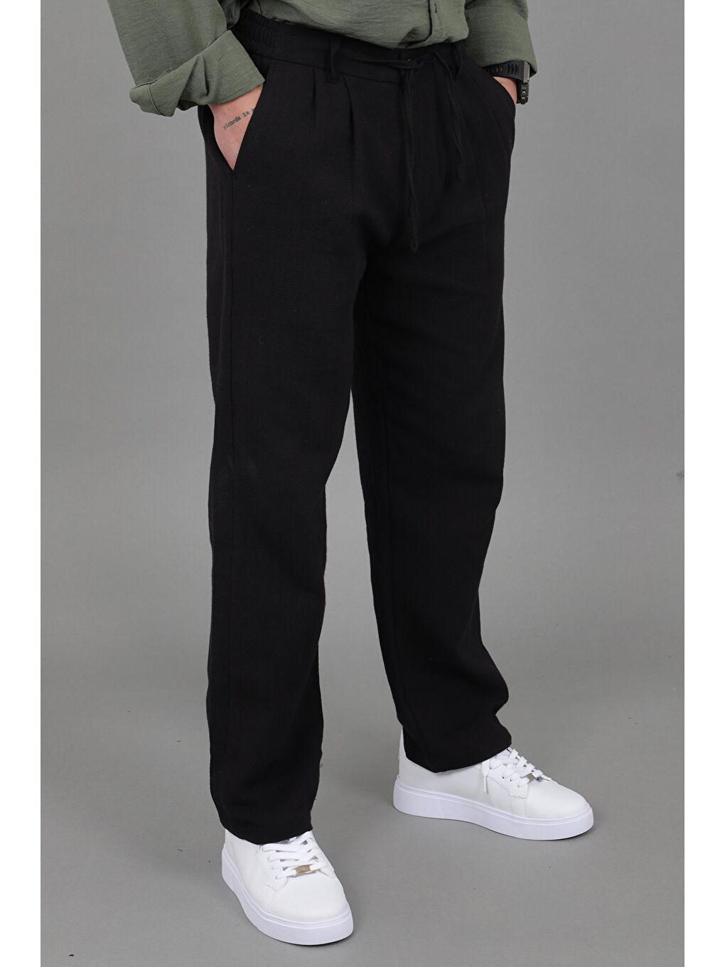 Siyah Örme Baggy Jogger Pantolon ÖSR 3055_0444-3