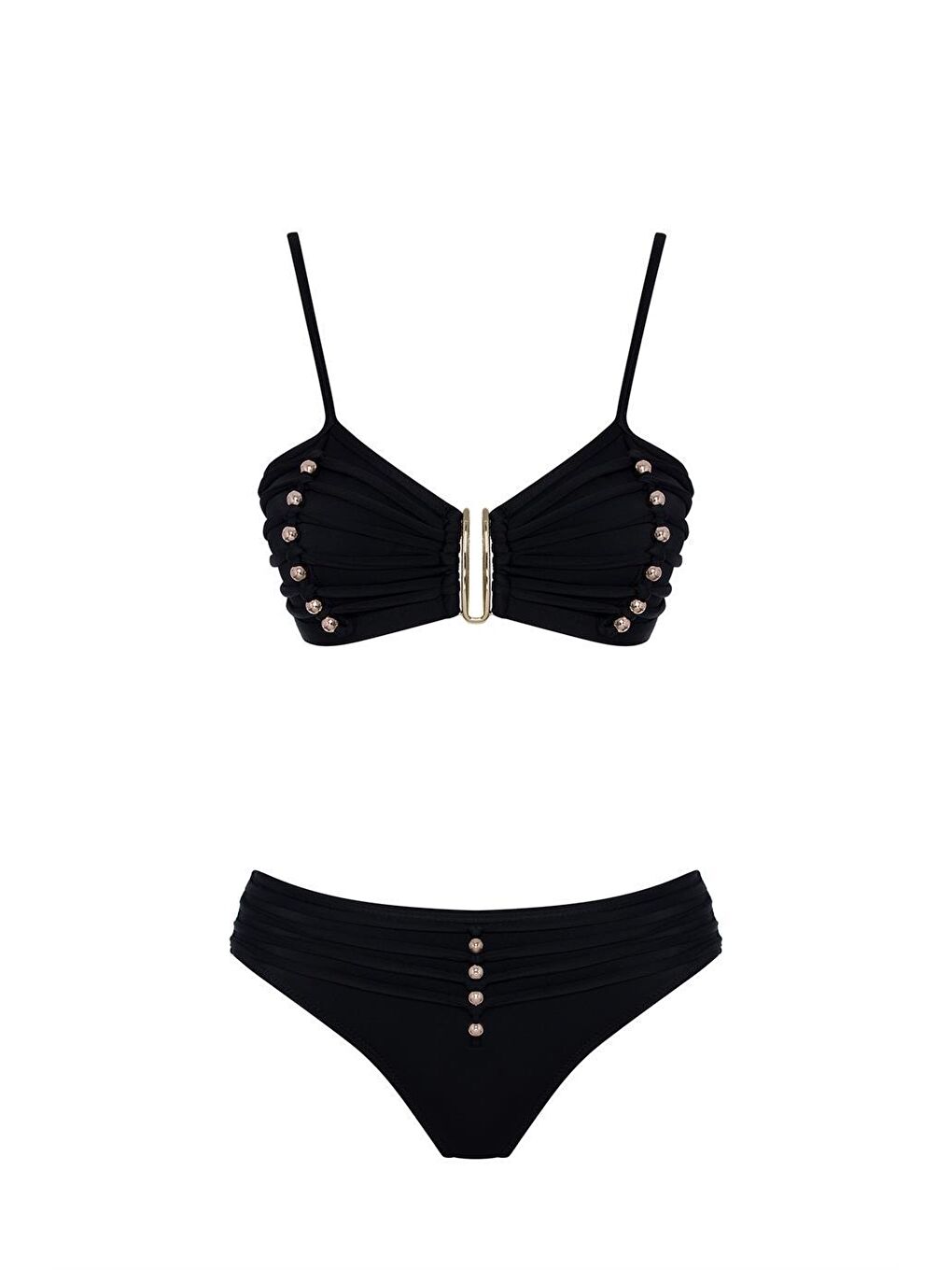 SAILOR moda Siyah Boncuklu Straplez Bikini Takım