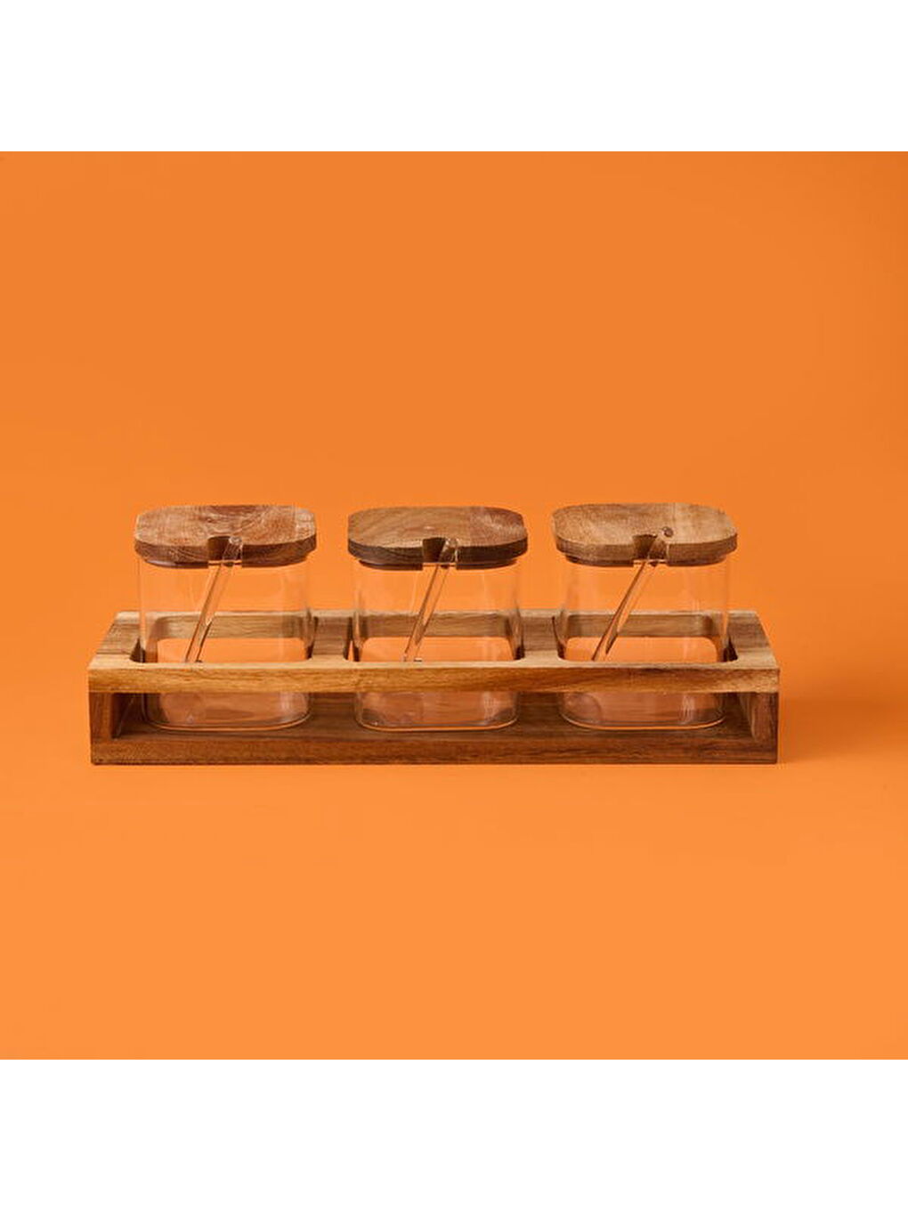 Akasya Cam Baharatlık Seti - Kahverengi / Şeffaf-2