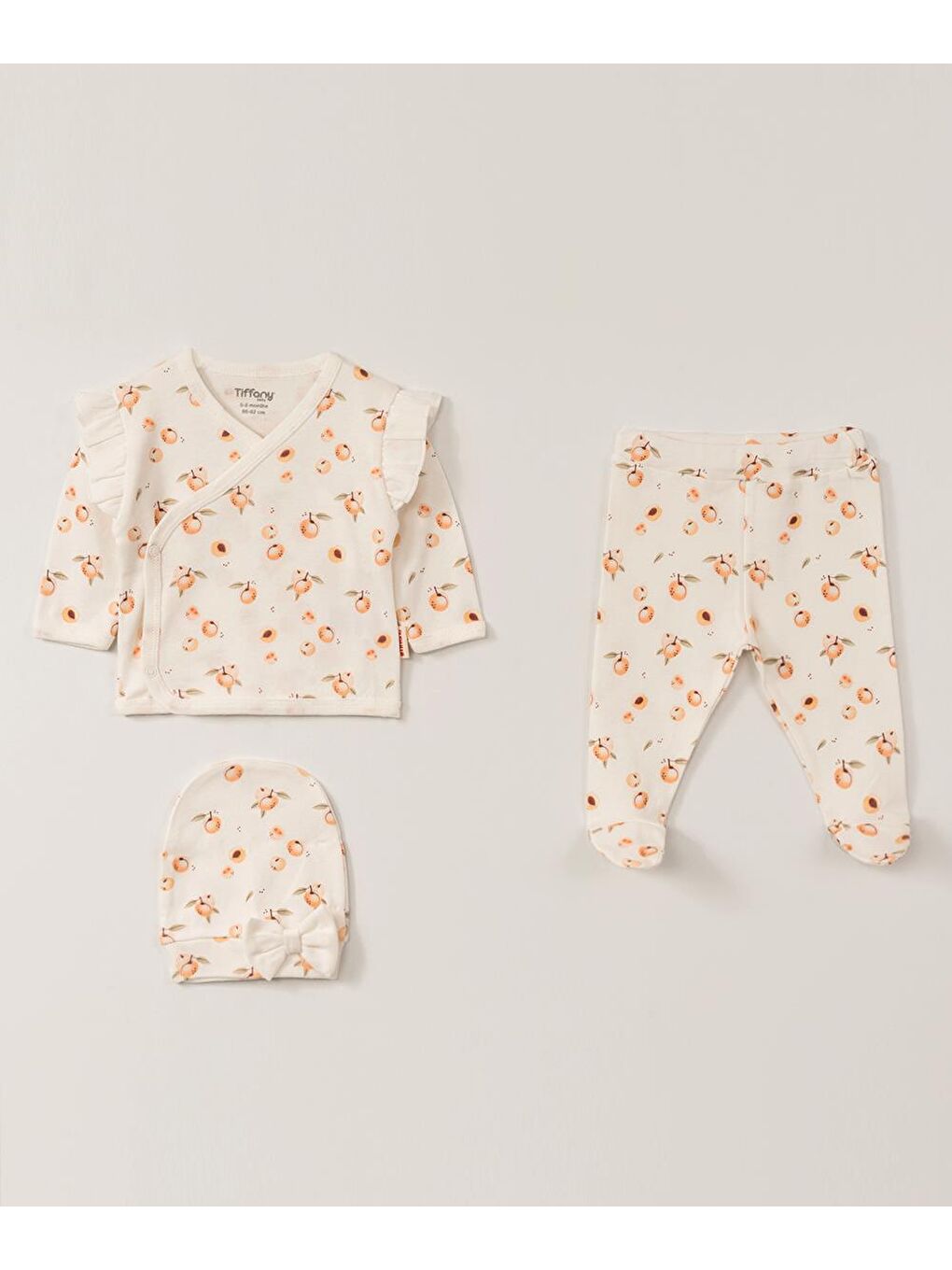 Ekru Apricot Theme Üçlü Zıbın Set