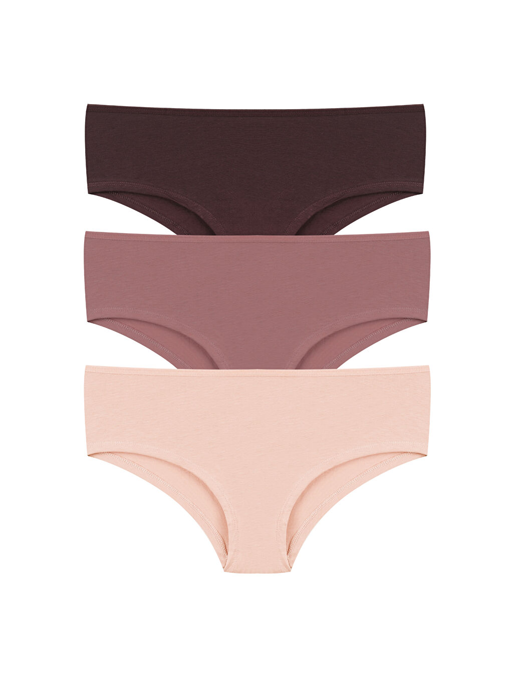 Kahverengi Kadın Pamuklu 3'lü Elastanlı Hipster Külot