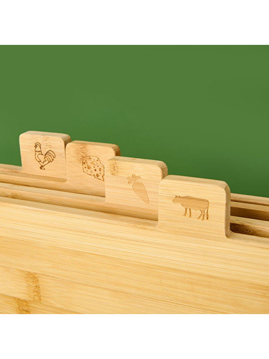 4'lü Stantlı Bambu Kesme Tahtası - Açık Kahverengi-3