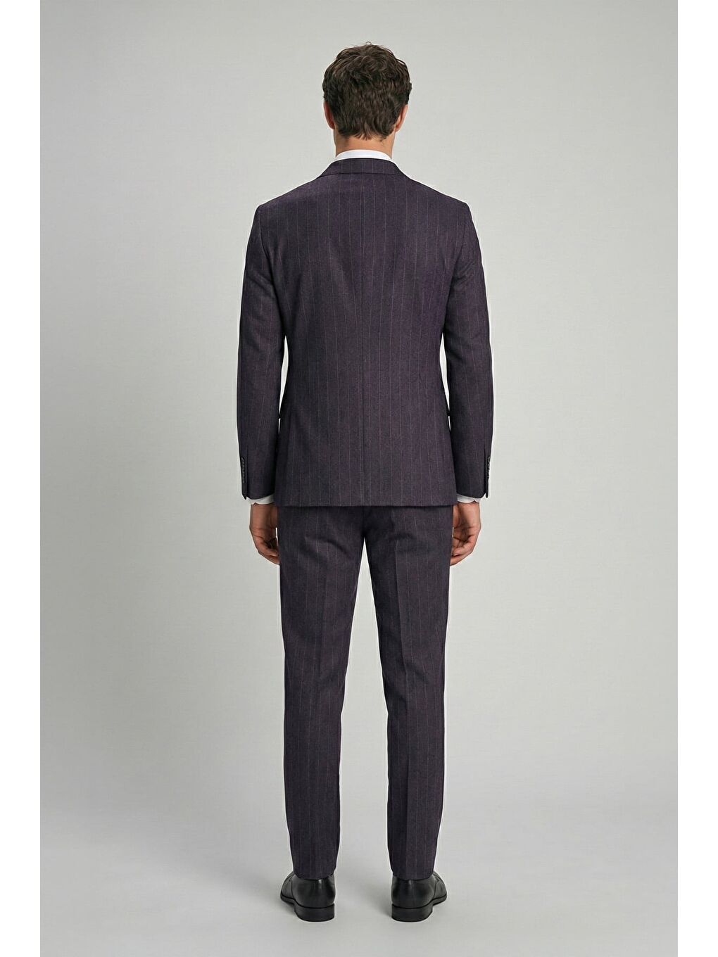 Giotelli Bordo Slim Fit Çizgili Sivri Yaka 6 Drop Duble Paça Tam Astarlı Erkek Takım Elbise Rm-2