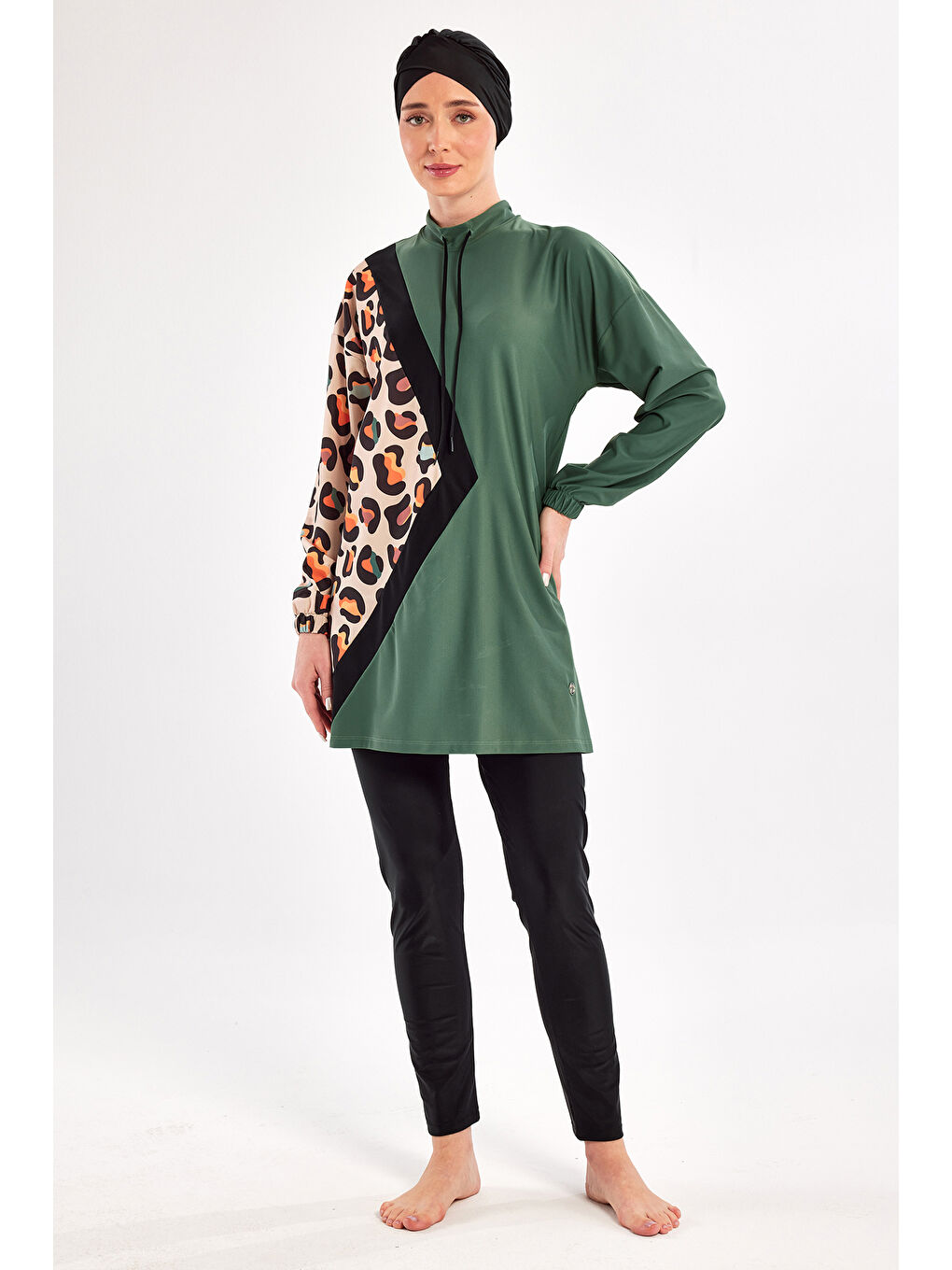 Elastanlı Tam Kapalı Tesettür Mayo 1105 Haki-1