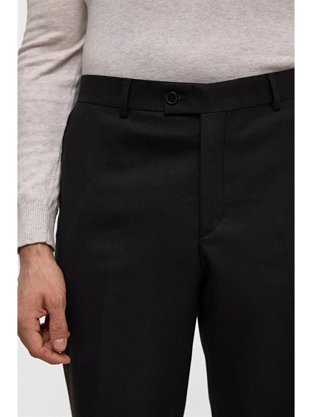 Siyah Regular Düz Pantolon-4