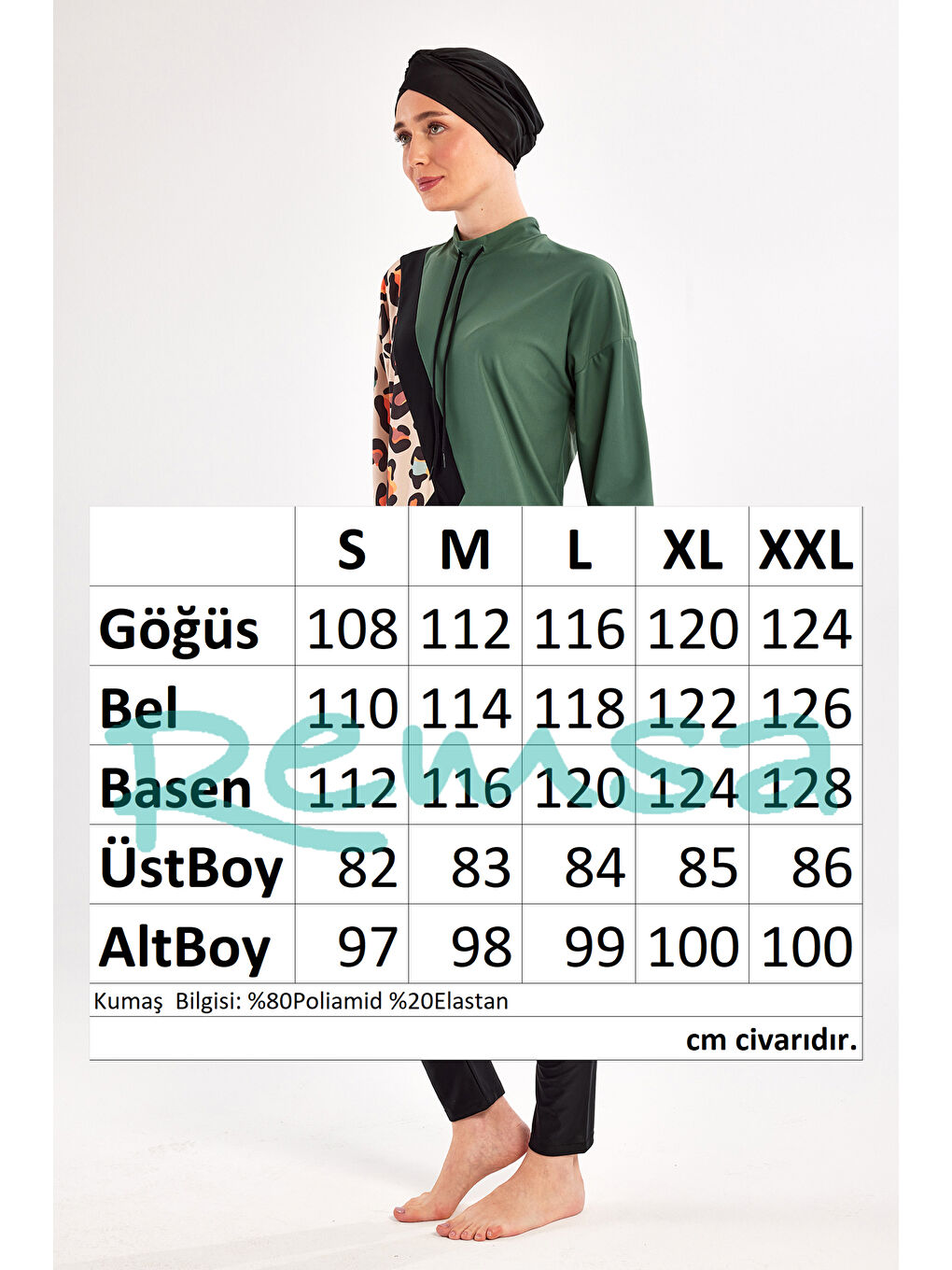 Elastanlı Tam Kapalı Tesettür Mayo 1105 Haki-3