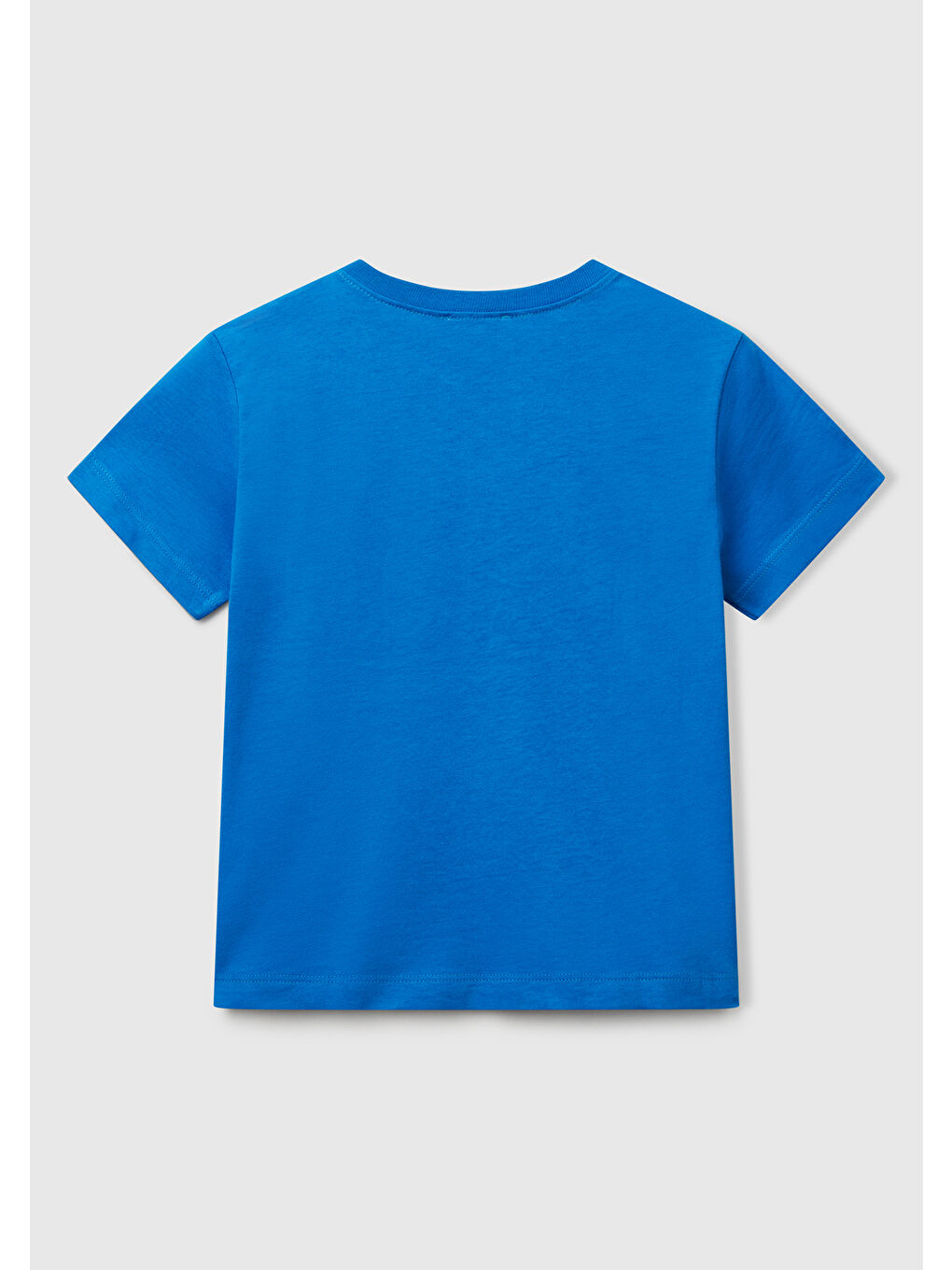 Erkek Çocuk Saks Mavi Benetton Logo Baskılı T-Shirt-1