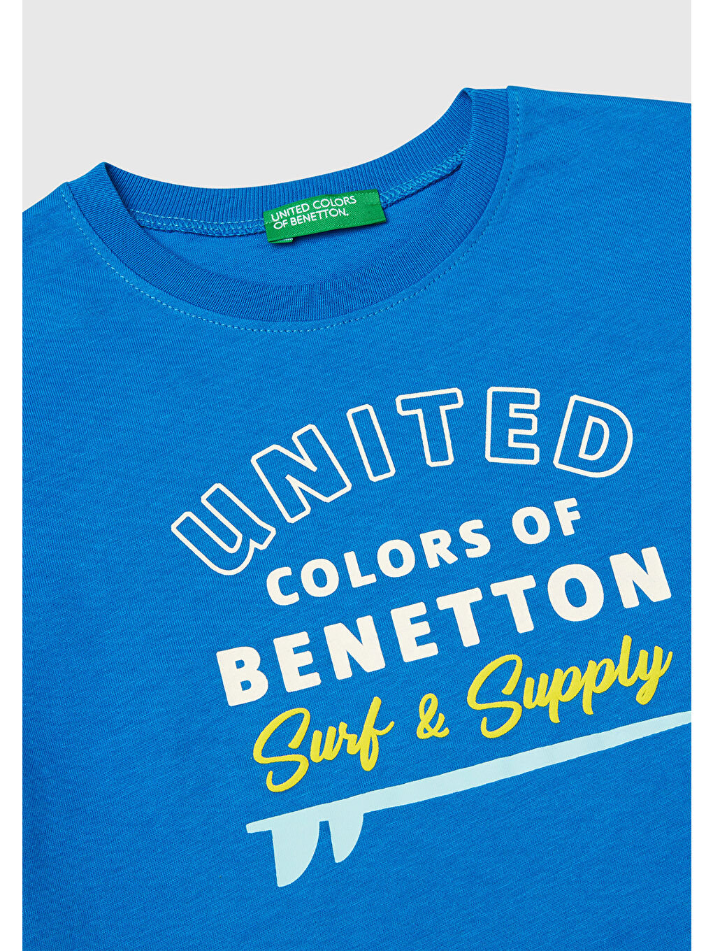 Erkek Çocuk Saks Mavi Benetton Logo Baskılı T-Shirt-2