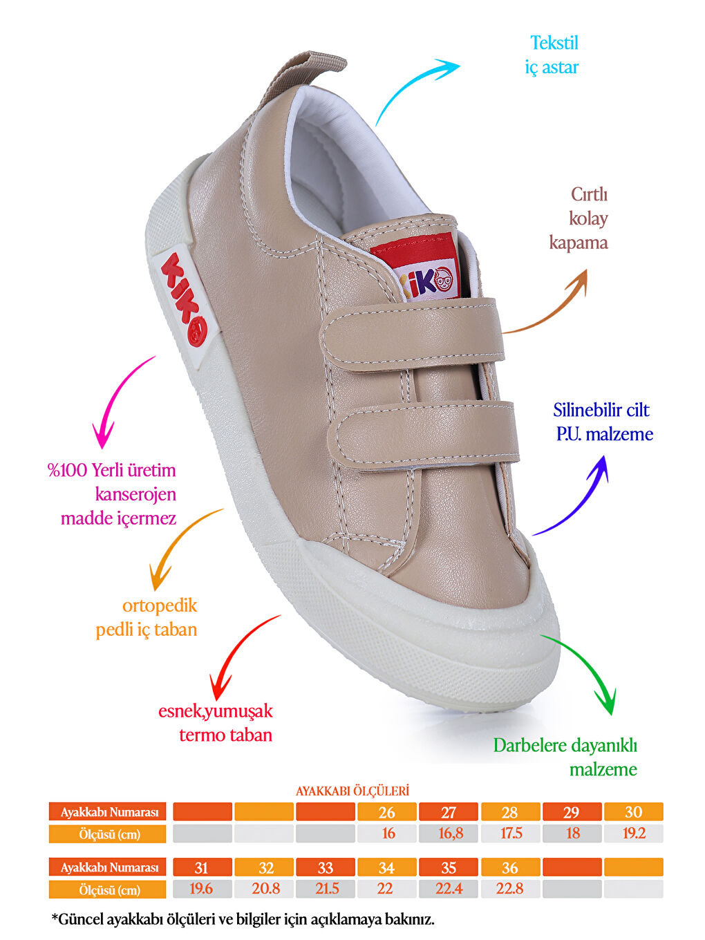 Bej Suba Cırtlı Termo Taban Kız Çocuk Günlük Spor Ayakkabı-1