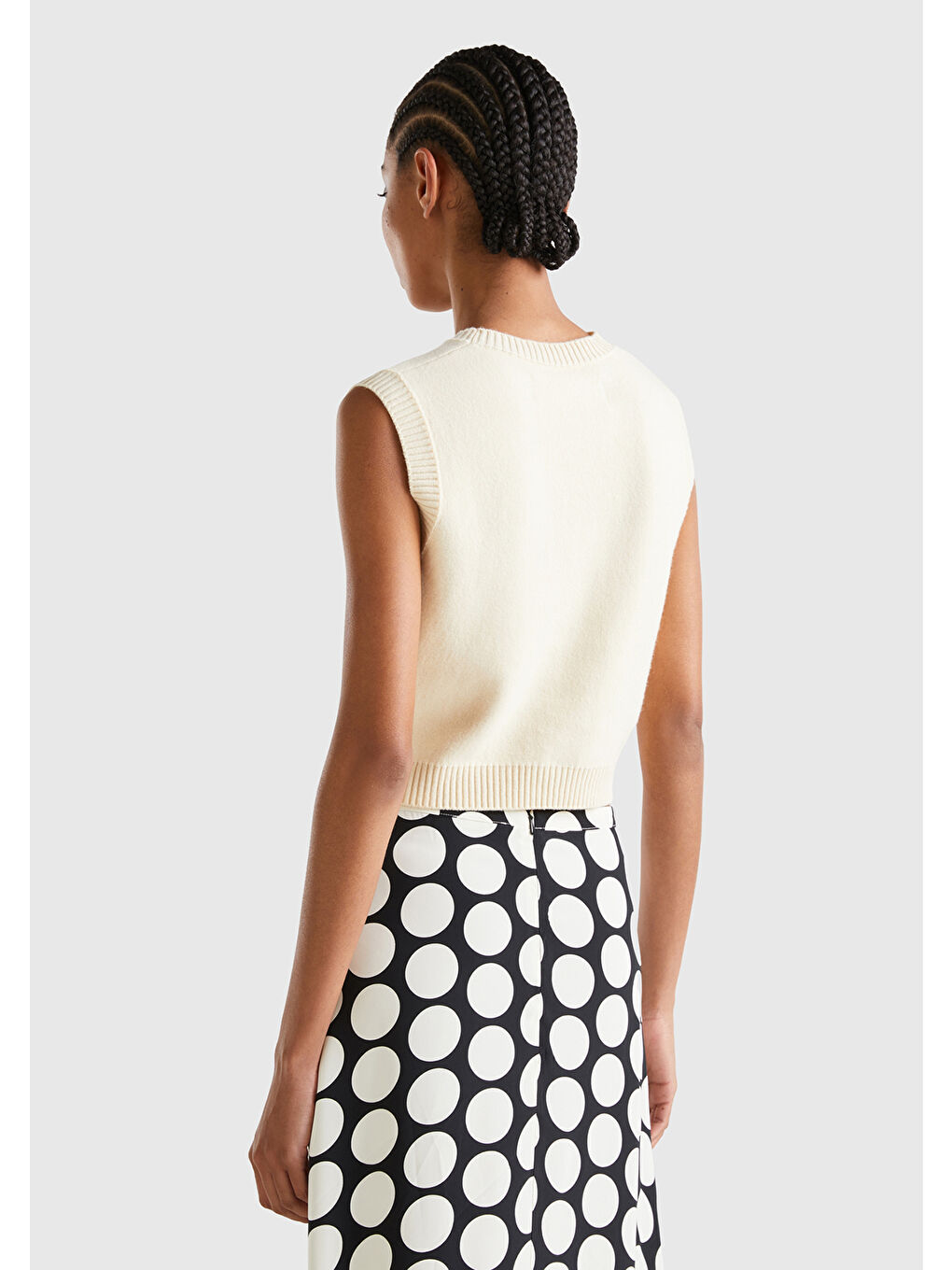 Kadın Bej Kaşmir Karışımlı Crop Süveter-2