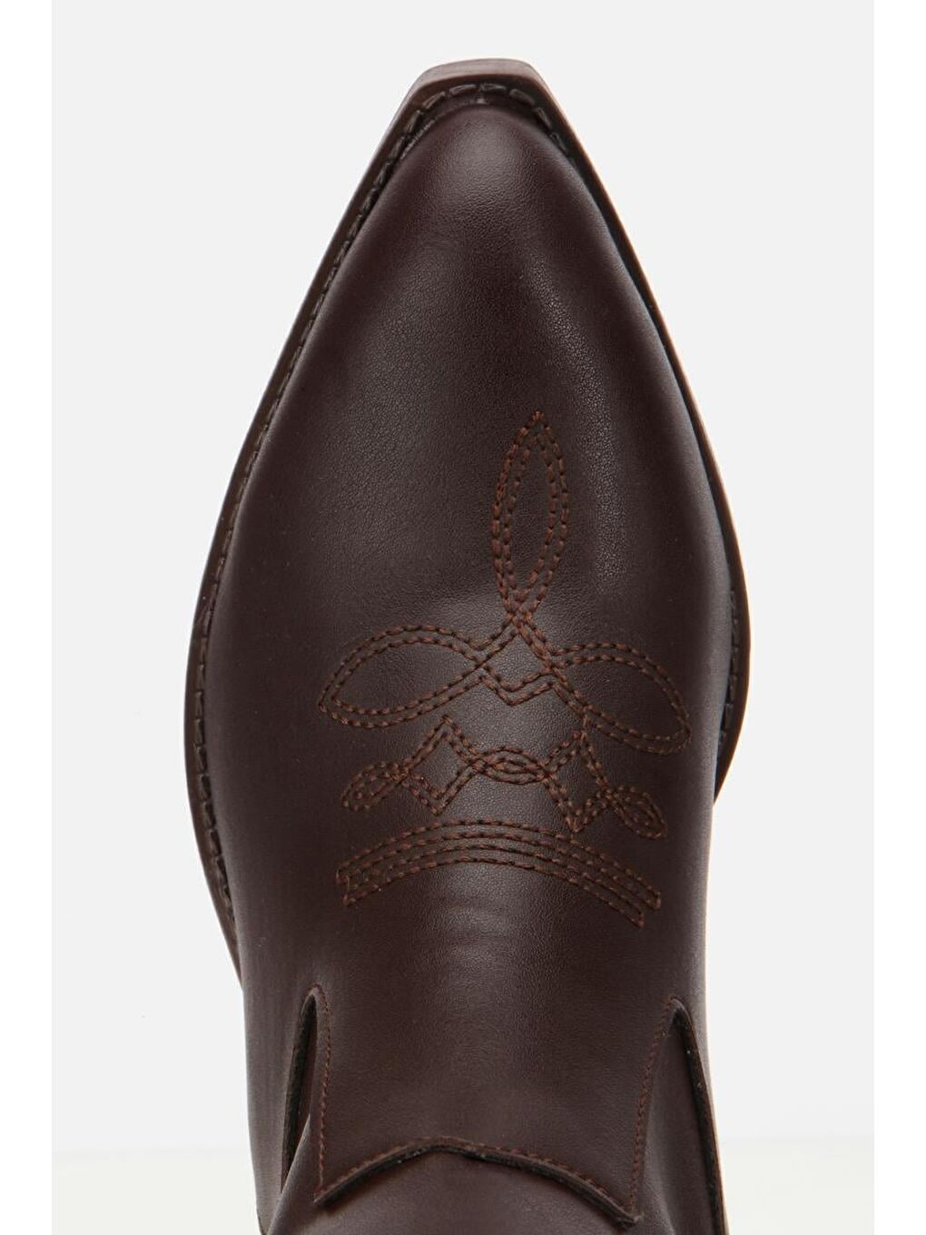 Kadın Kahverengi İşlemeli Kalın Topuklu Çizme-5