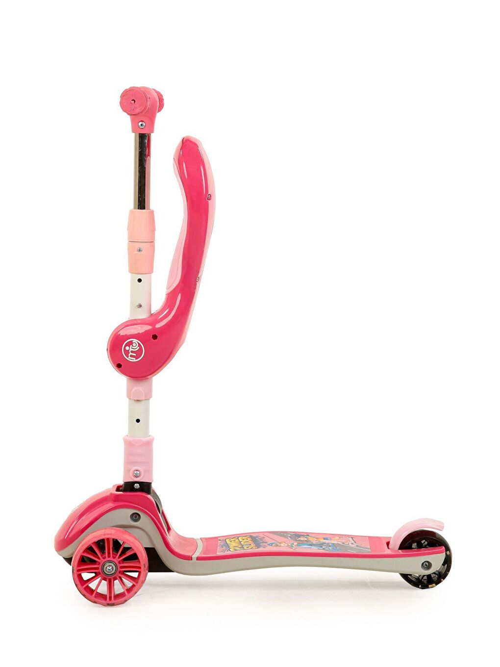 Maxi Taxi Renksiz Zoomy Oturaklı Işıklı Katlanabilir Scooter Pembe - 4