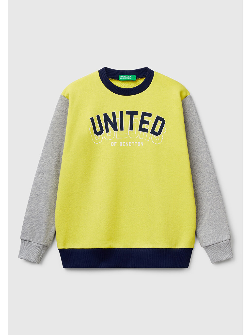 Erkek Çocuk Sarı Mix Benetton Logo Baskılı Bisiklet Yaka Sweatshirt