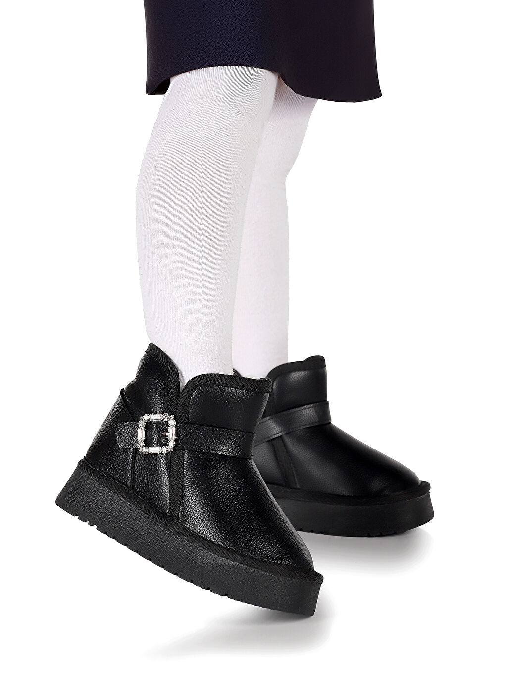 Siyah Rokca Cilt Kemerli Kız Çocuk Bot Ayakkabı-2