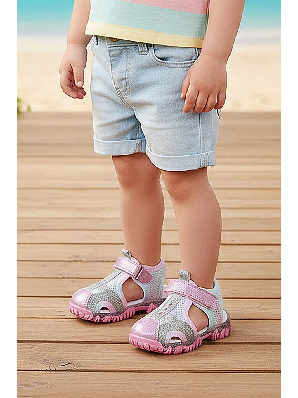 Pembe Marsa Cırtlı Kız Bebek Sandalet-2