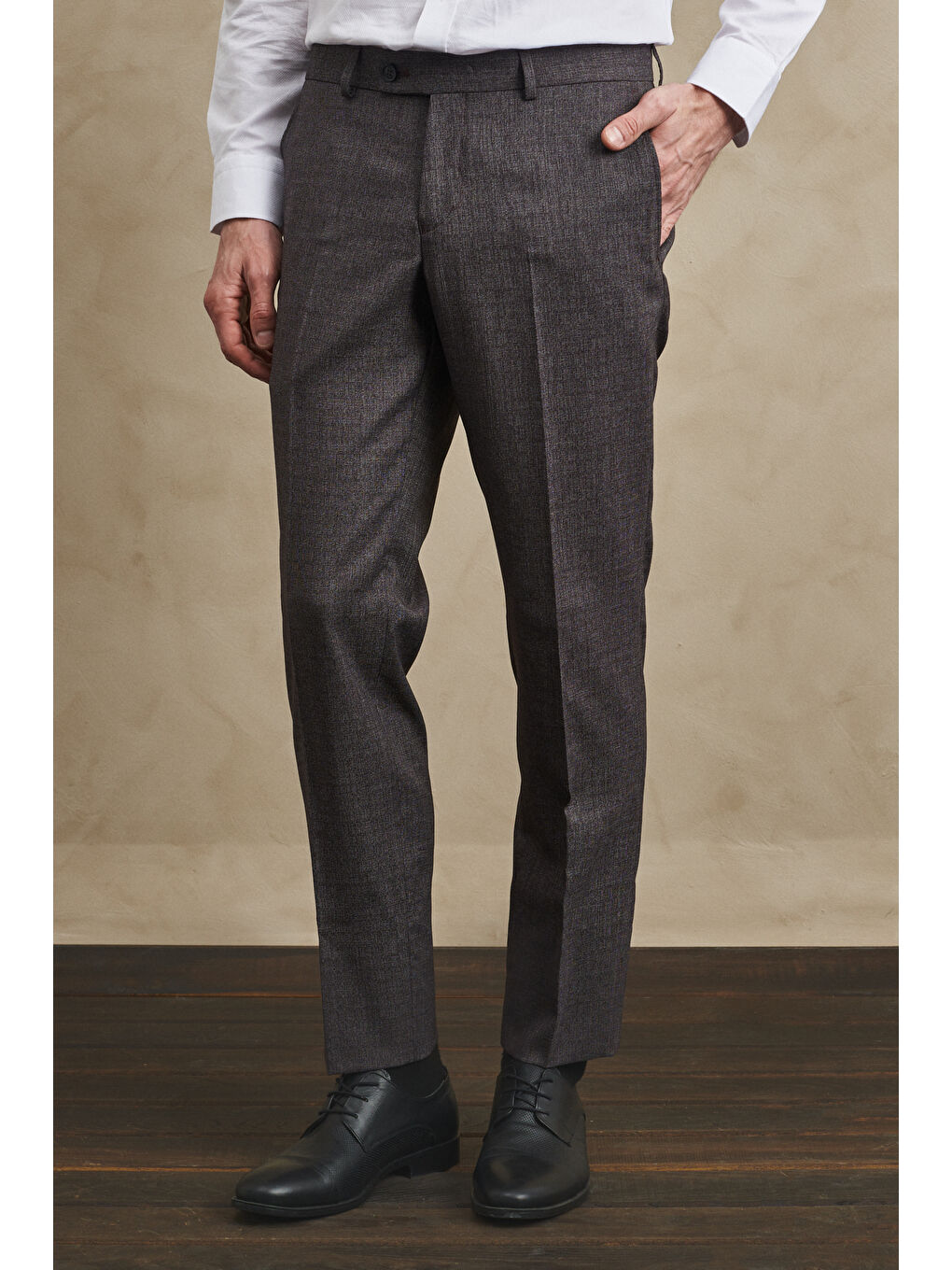 Erkek Bordo Slim Fit Dar Kesim Mono Yaka Desenli Takım Elbise-4