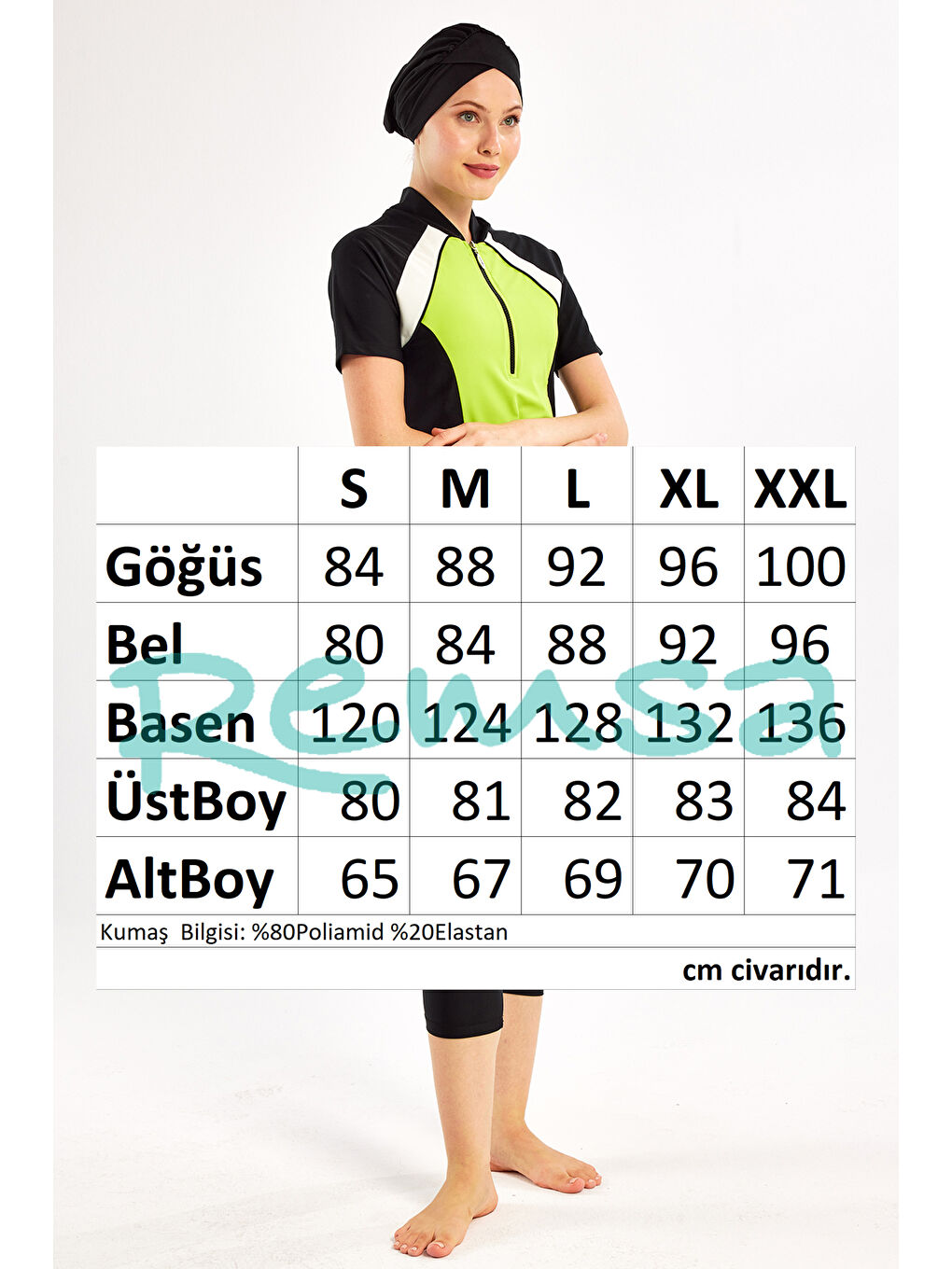 Kısa Kollu Elastan Yarı Kapalı Mayo 1609 Siyah01-2