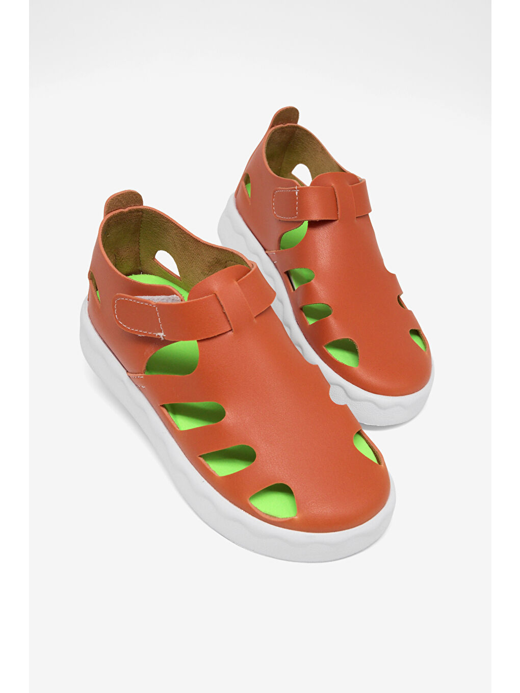 Çocuk Unisex Turuncu Hafif Tabanlı Rahat Cırtlı Sandalet-3
