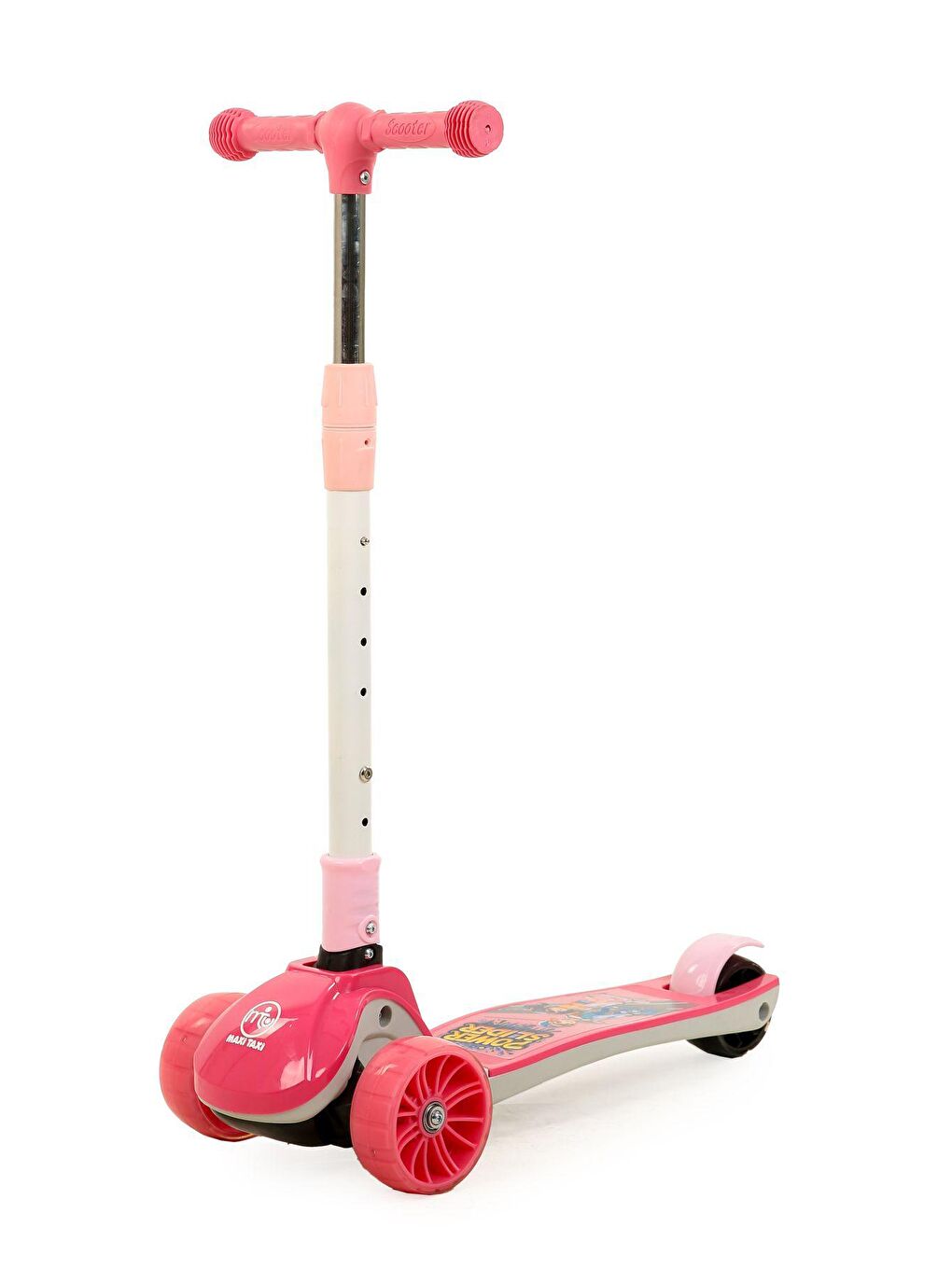 Maxi Taxi Renksiz Zoomy Oturaklı Işıklı Katlanabilir Scooter Pembe - 6