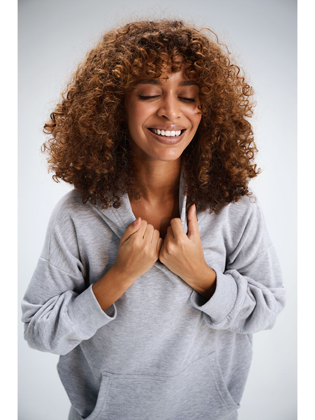 Kadın Timeless Oversize Gri Hoodie Sweatshirt-2