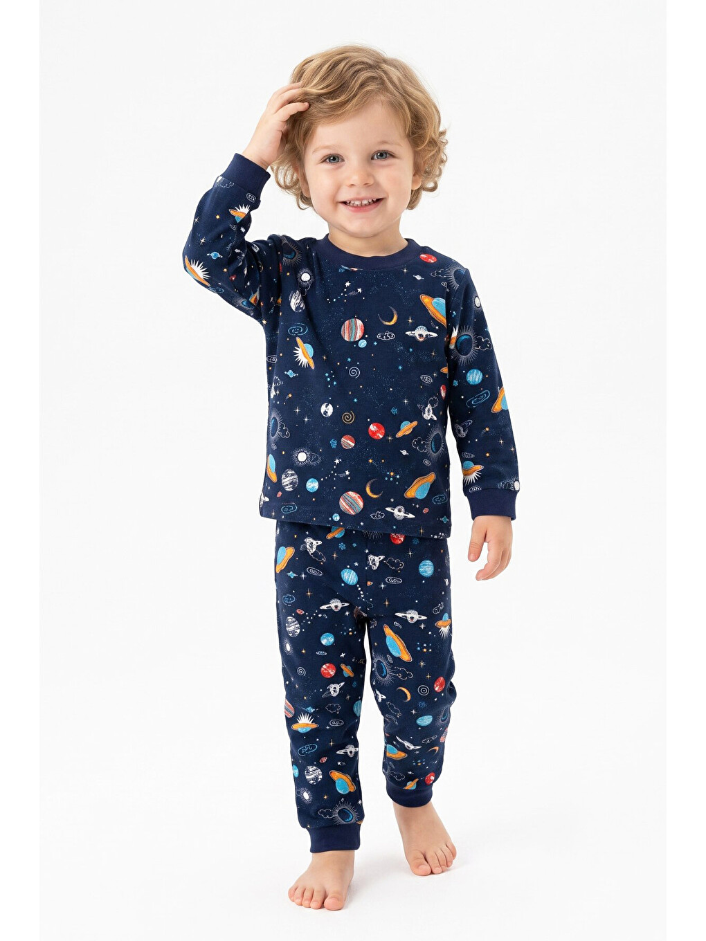 Lacivert Erkek Çocuk %100 Pamuk Pijama Takımı 9-36ay 12737ıs