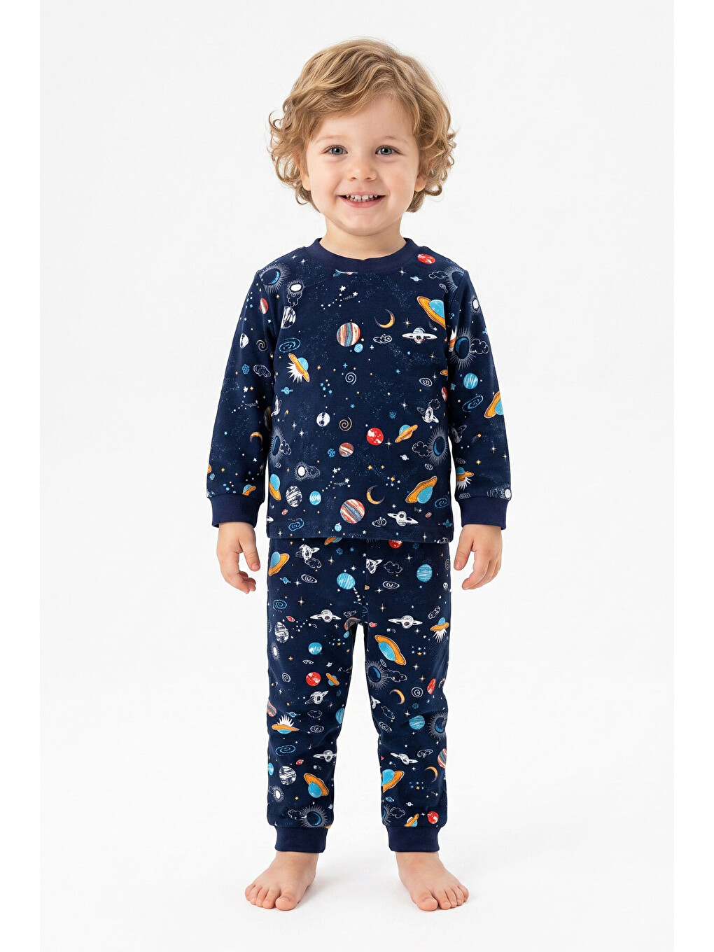 Lacivert Erkek Çocuk %100 Pamuk Pijama Takımı 9-36ay 12737ıs-2