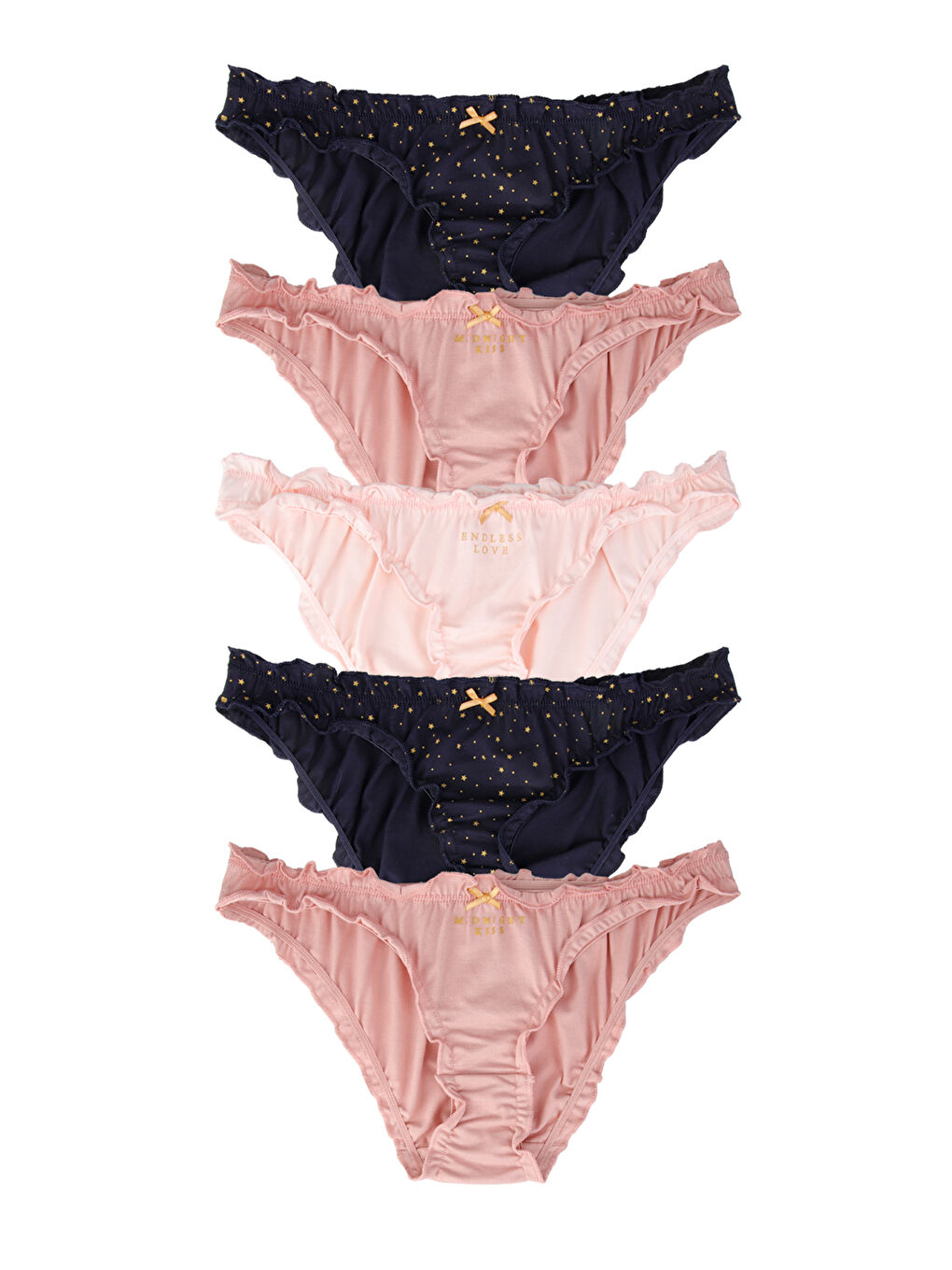 Karışık Kadın Fırfırlı Pamuklu Slip Külot 5'li Paket