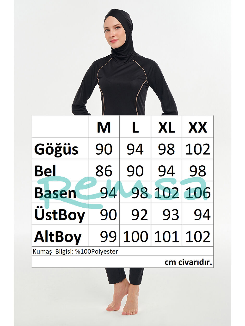 Reglan Kol Elastanlı Tam Kapalı Tesettür Mayo 3130 Siyah07-3