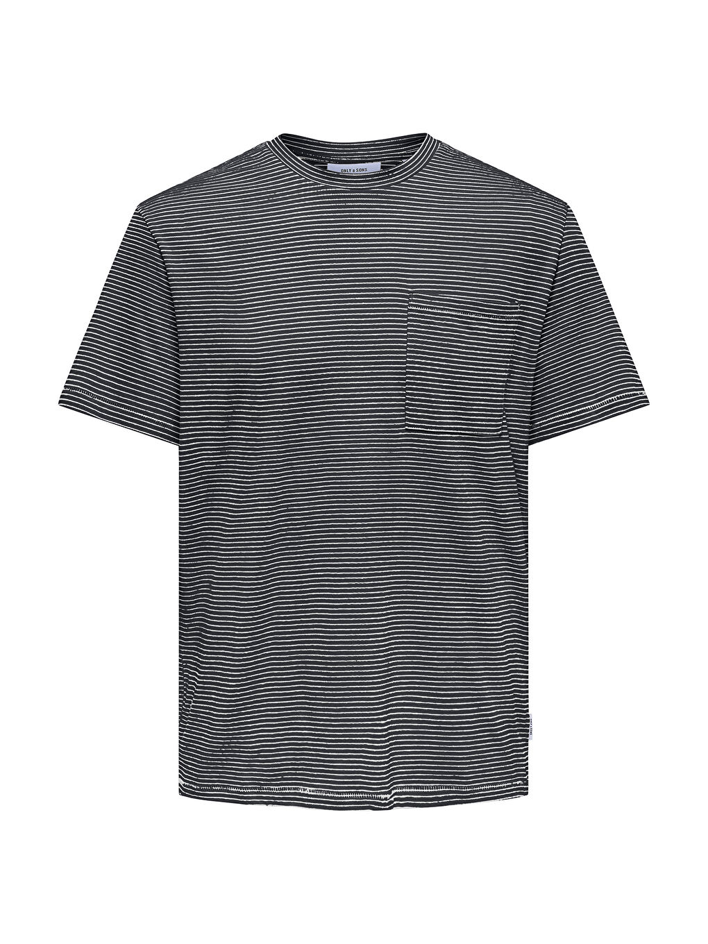 Lacivert Onsbale Çizgili %100 Pamuk Regular Fit Bisiklet Yaka Tişört 22025680-4