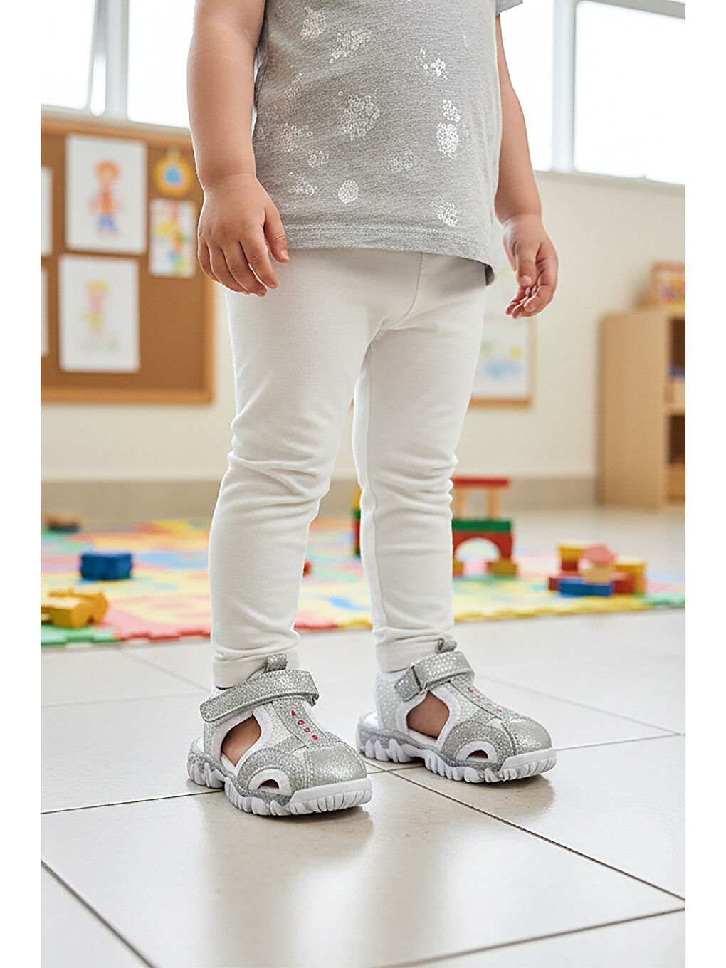 Beyaz Marsa Cırtlı Kız Bebek Sandalet-2