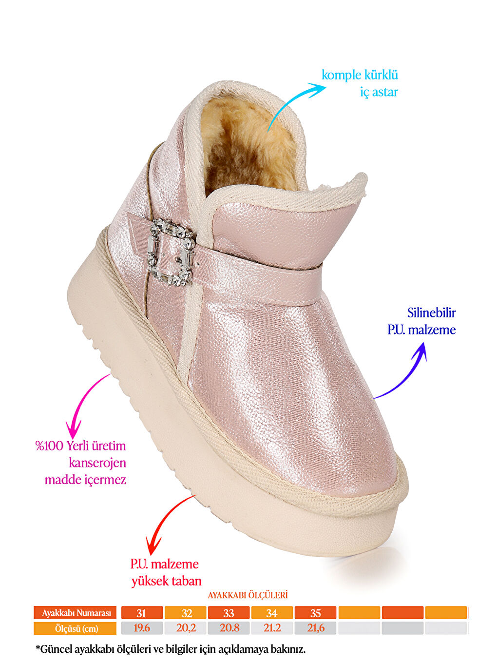 Pembe Rokca Cilt Kemerli Kız Çocuk Bot Ayakkabı-1