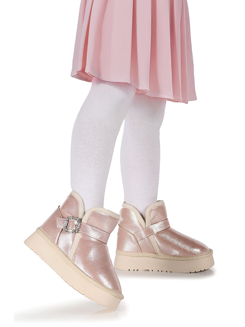 Pembe Rokca Cilt Kemerli Kız Çocuk Bot Ayakkabı-2