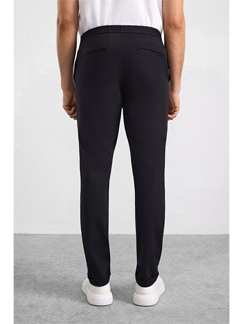 Siyah Slim Düz Jogger Pantolon-1