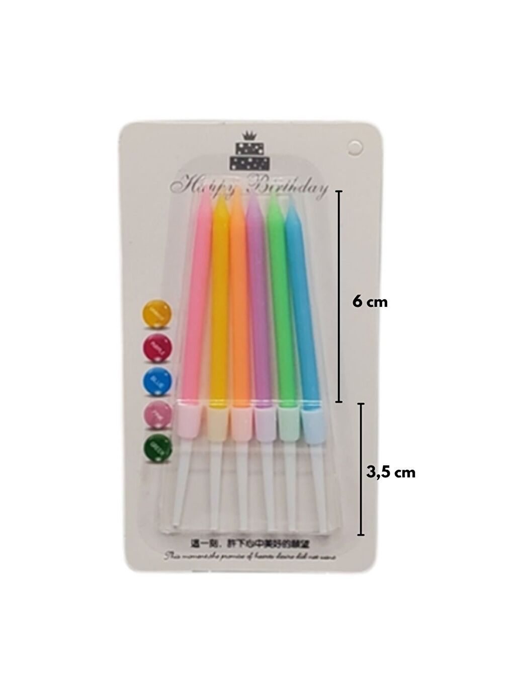 Karışık Çok Renkli Pastel Tonları 6'lı Kısa Mum-1