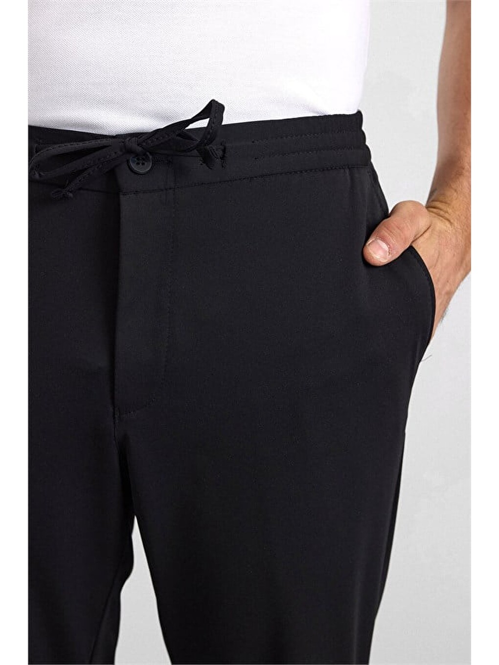 Siyah Slim Düz Jogger Pantolon-3