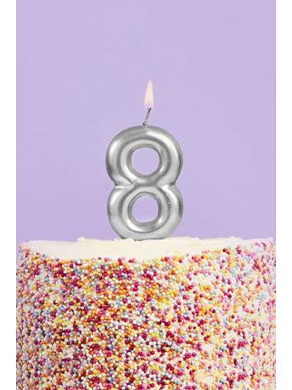 Gri Gümüş 8 Rakamı Mum