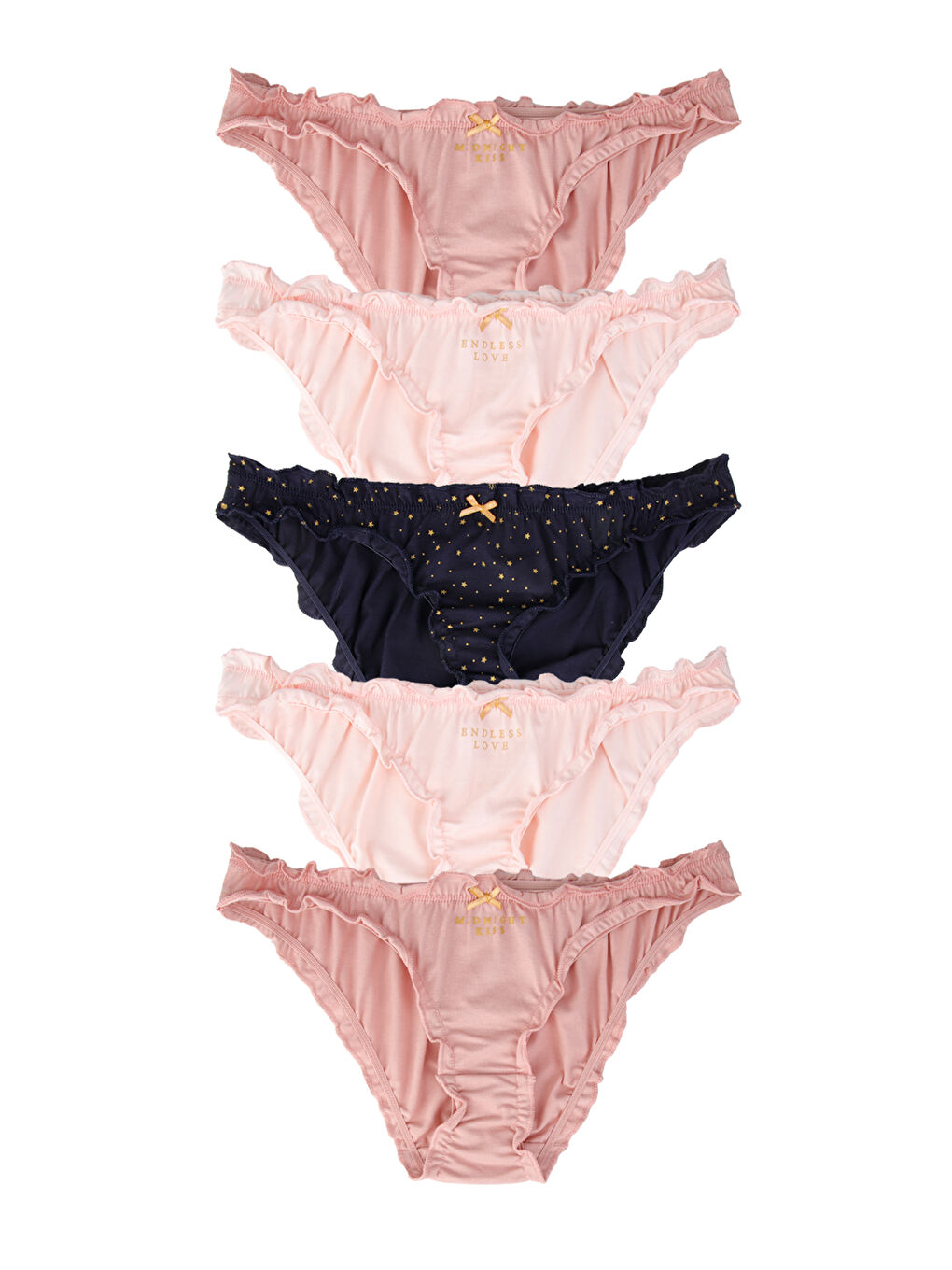Karışık Kadın Fırfırlı Pamuklu Slip Külot 5'li Paket-1
